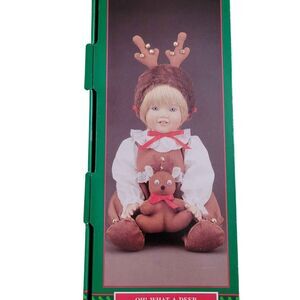 NIB Vintage House of Lloyd Oh' What a Deer 16" Baby Doll Ashley with Reindeer